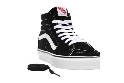 VANS VANS UNISEX SK8-HI SHOES (BLACK/BLACK/WHITE, SIZE 6 US)