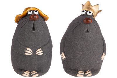 Gilde Keramik Maulwurf Hut Krone Grau 11 cm Deko Figur Geschenk