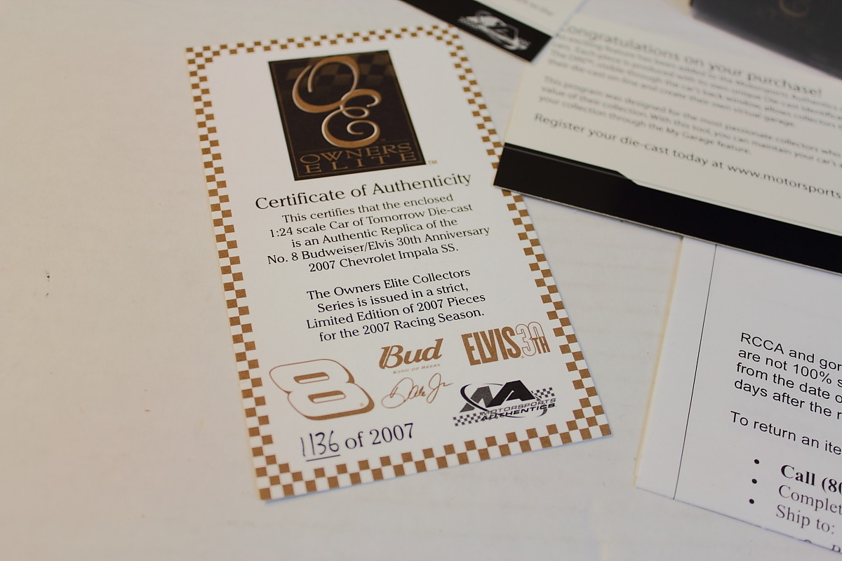 Owners Elite No8 Budweiser Elvis 30th Anniversity 2007 Chevrolet Impala SS