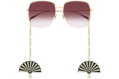 Pre-owned Gucci Gg1031s-010-59 Gold Gold Red