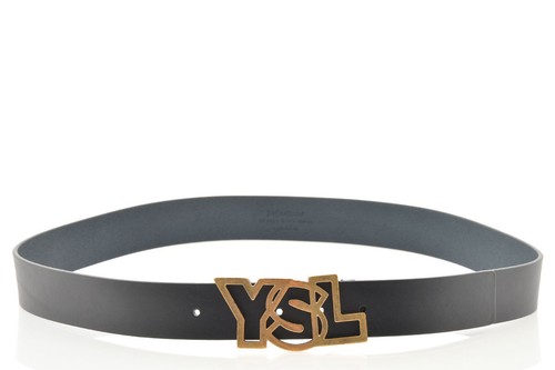 YVES SAINT LAURENT Leather Belt, Black, Women's, 95451, 1766, 80