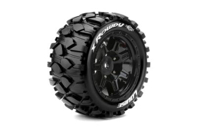 MFT X-Rowdy Sport Monster Truck Tires, 24mm Hex, Black Rim (2), fits X-MAXX