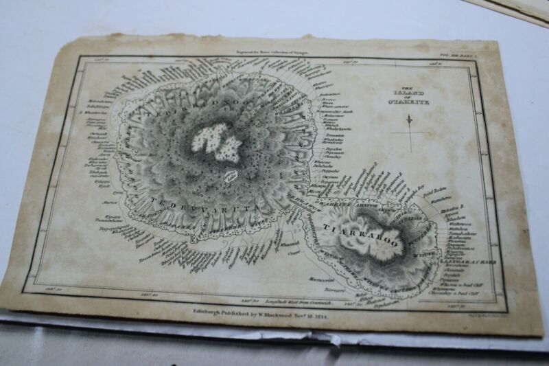 Vintage Map "The Islands of Otaheite" Kerr