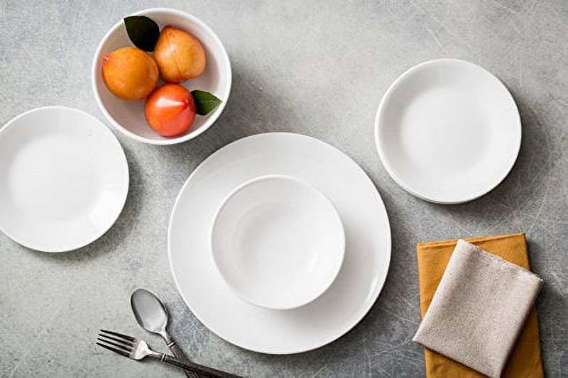 Corelle Livingware 18-Pcs Glass Dinnerware Set Winter Frost White, Service for 6