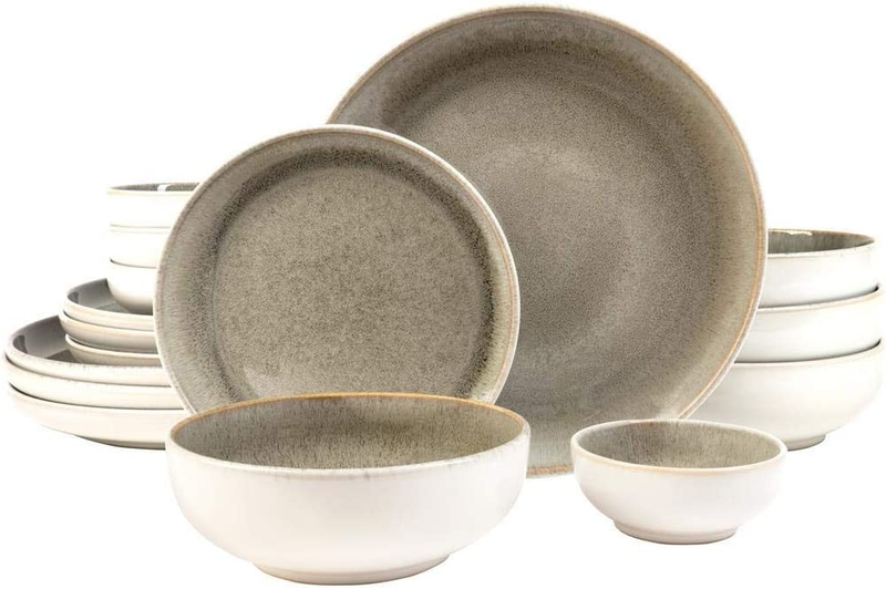 With Round Plates And Bowls,