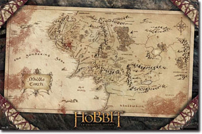24X36 the Hobbit: an Unexpected Journey - Map Wall Poster,