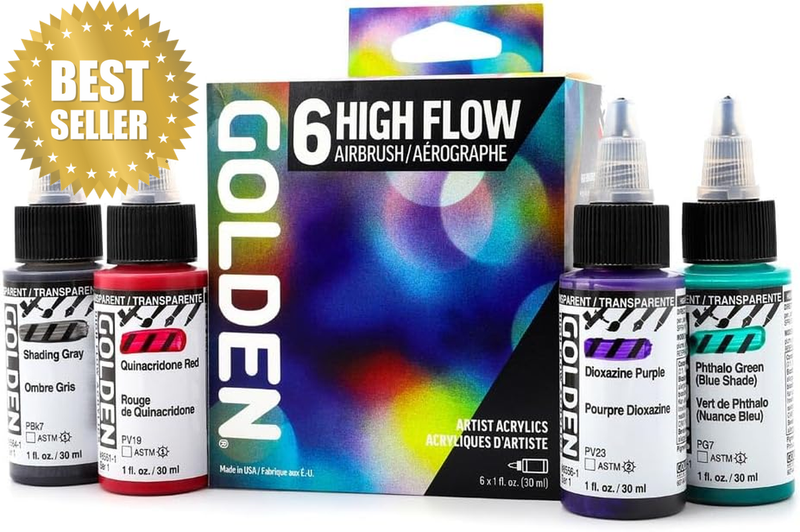 Artist Colors, High Flow Acrylics, 6-Color Airbrush Set, Acrylic Ink