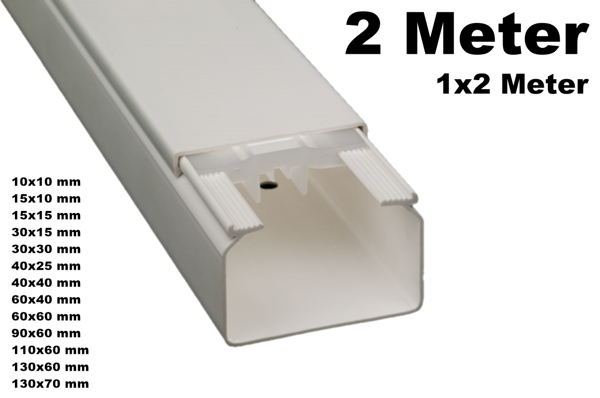 2 Meter PVC Kabelkanal Kabelleiste Brüstungskanal vorgebohrt diverse Größen