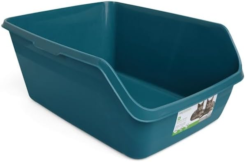 Teal Scatter Shield High-Back Litter Box for Cat, X-Large