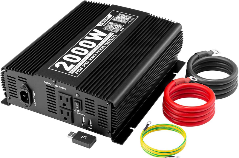 POTEK 2000W Pure Sine Wave Inverter with Automatic Transfer Switch 12V DC to 120