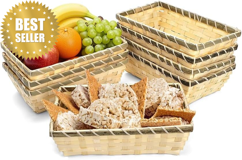 8-Pack Woven Bread Roll Basket, Hand-Woven Bread Roll Basket, Wicker Storage Rec