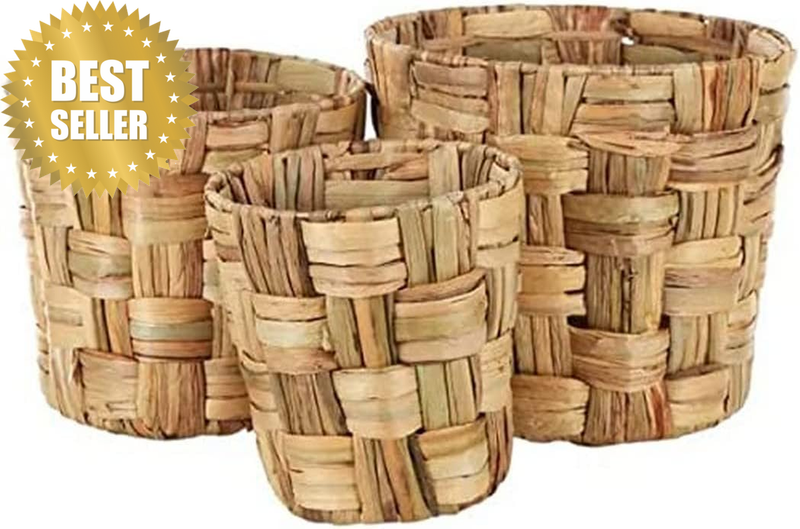 Kimika Hyacinth Basket 3 Pieces Set, 30 Cm X 26 Cm Size, Natural
