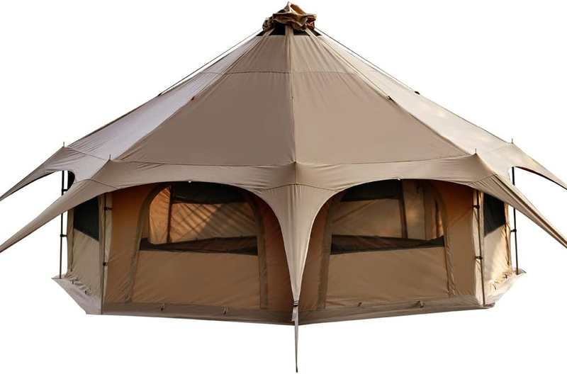 TOMOUNT 16.4Ft Canvas Bell Tent with Stove Jack for Family