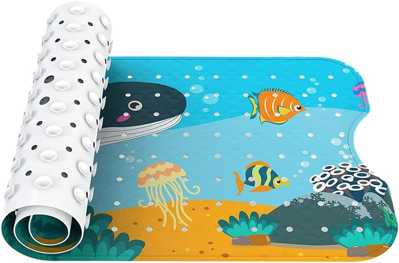 Cartoon Non-Slip Bathtub Mat, Bath Mat Non Slip Extra Long – Strong Suction Cups