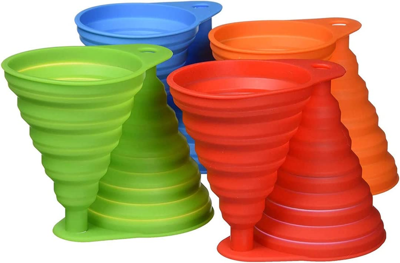 8 PCS Silicone Collapsible Funnel Set, Foldable Kitchen Funnel for Water Bottle