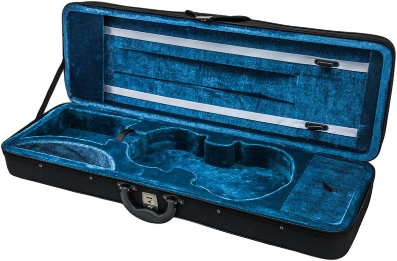 4/4 Full Size Violin Oblong Case Lightweight with Matching Blanket Black/Blue