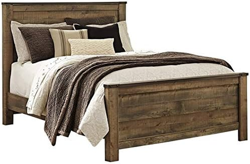 Rustic Farmhouse Queen Wood Panel Bed in Brown, Complete Bed
