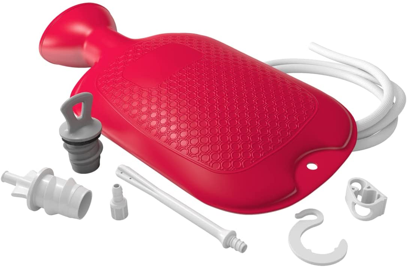 Home Enema Douche Kit Hot Water Bottle Bag 2 Quart Capacity Reusable Red New