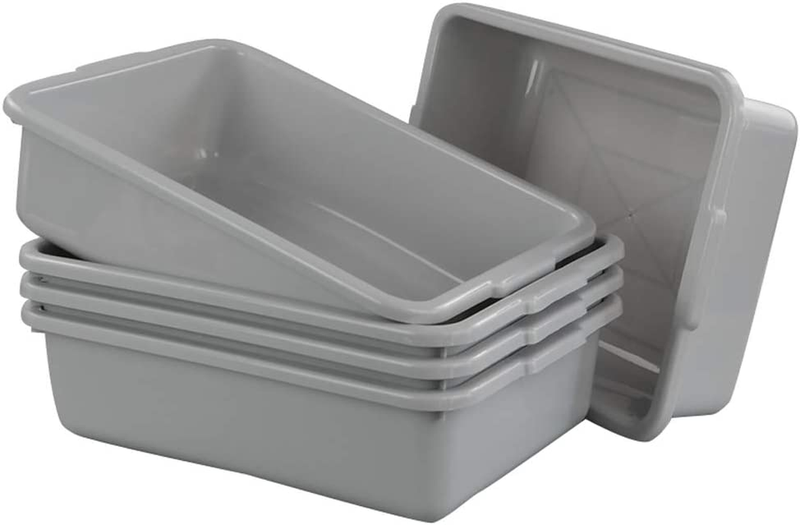 8 L Small Commercial Bus Tub Box, Plastic Wash Pan Basin, 5 Packs