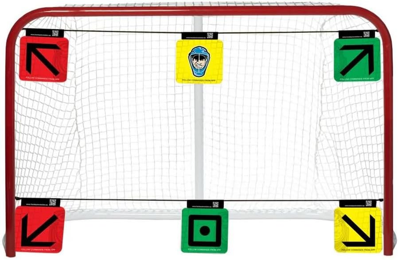 My Target Pro - Includes 6 Goal Targets & 1 Rubber Straps - Attaches to Most Hockey Goals - Practice Aid for Precision Aim & Shooting - Portable Equipment for Hockey Training