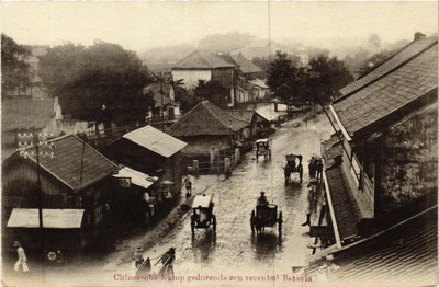 PC CPA BATAVIA Chineesche Kamp gedurende een regenbui INDONESIA (a6442)