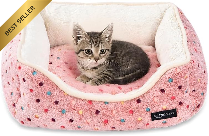Cuddler Pet Bed - Soft and Comforting - Small, Polka Dots
