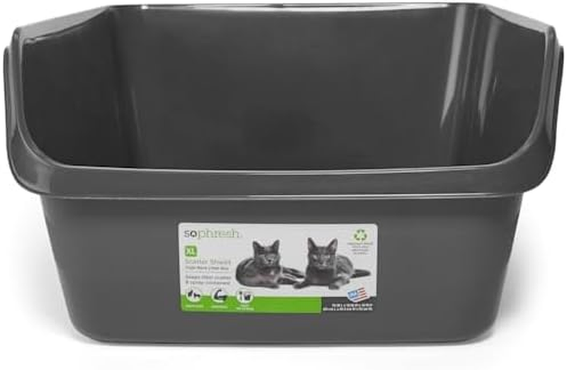 Charcoal Shatter Shield High-Back Cat Litter Box, 24" L X 18