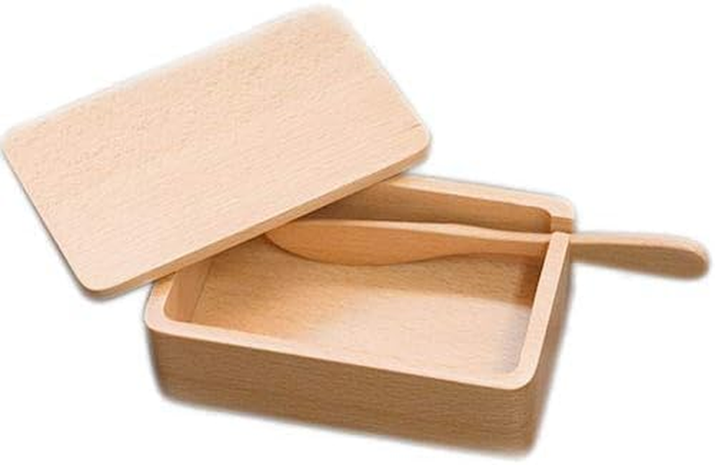 Wooden Butter Case with Butter Knife Carved from Beech