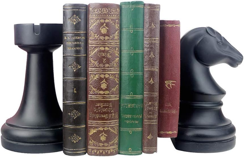 Decorative Chess Piece Bookends for Heavy Books, Unique Bookends Decor for Offic