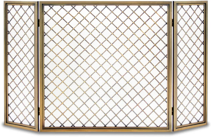 Home & Hearth 18243 Hartwick Tri Panel Fireplace Screen, Antique Brass