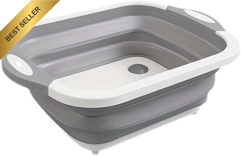 Space Saving Cutting Board, Collapsible Dish Tub with Draining Hole, Folding Cho