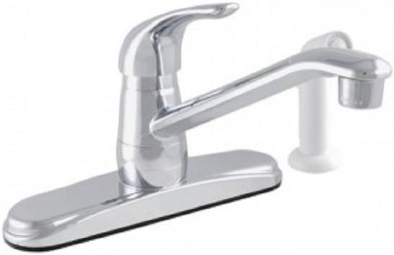 952-12325CP Chrome Single Handle Kitchen Faucet with White Side Spray