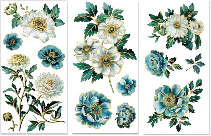 3 Sheets Rub on Transfers for Crafts and Furniture, Vintage Flower Rub on Decals