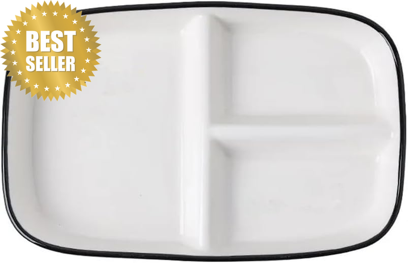 Divided Porcelain Sectional Plates, Square Portion Control Plates Perfect for Ba