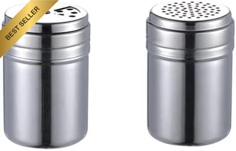 2-Piece Stainless Steel Spice Shakers, Spice Dispensers for Salt, Sugar, Pepper