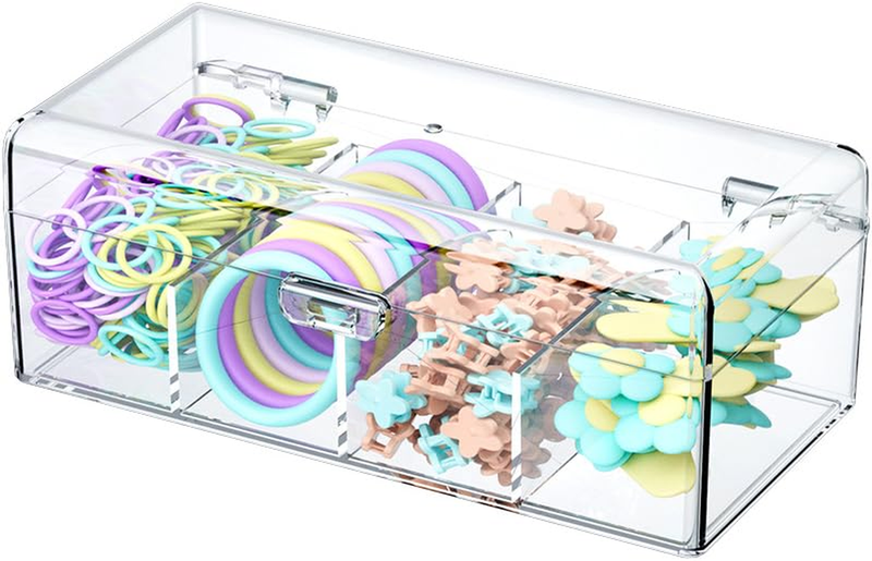 Hair Accessories Organizer for Girls, Clear Acrylic Hair Bow Tie Clip Scrunchie
