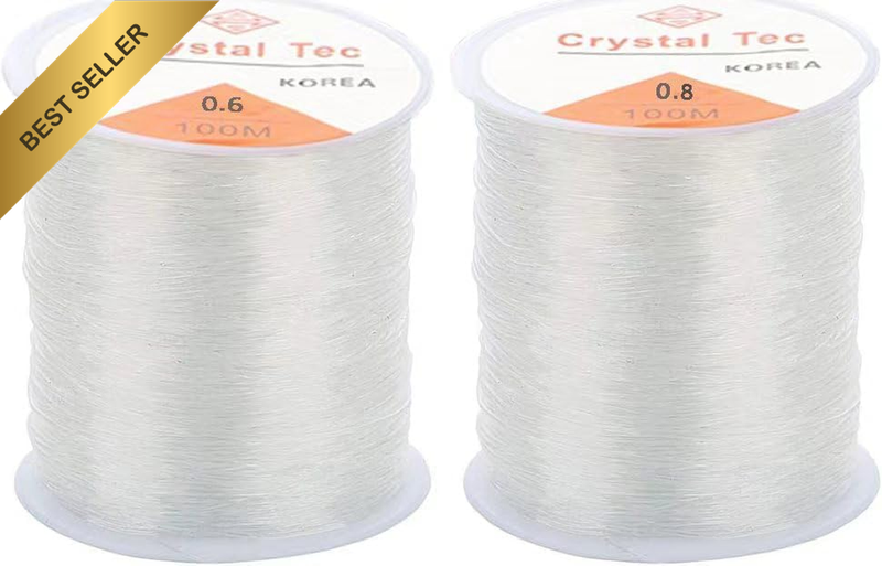 Clear Elastic Beading Threads, 2 Roll/100M 0.6Mm/0.8Mm Crystal Thread Fibre Stre