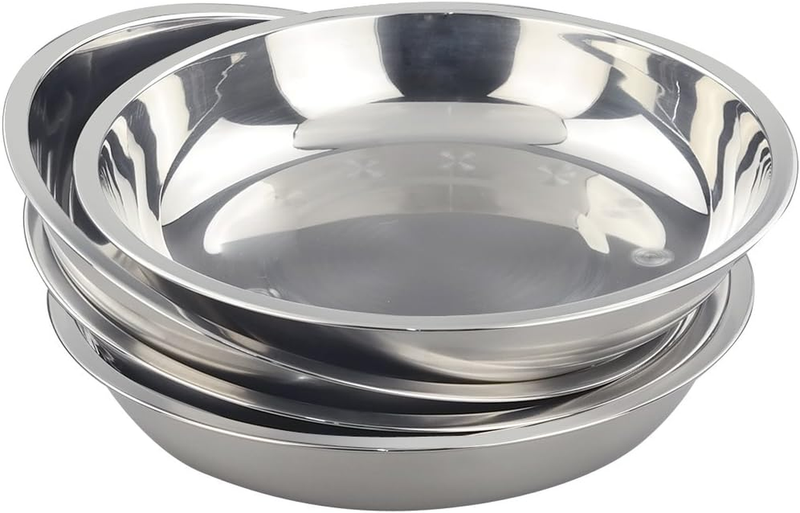 Stainless Steel round Plates Dish Set for Dinner Plate, Outdoo...