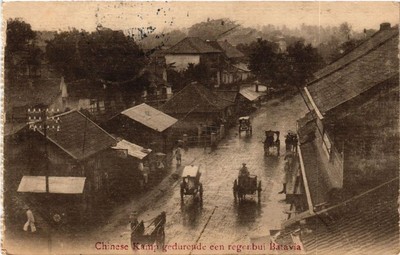 PC CPA BATAVIA Chinese Kamp gedurende een regenbui INDONESIA (a5217)