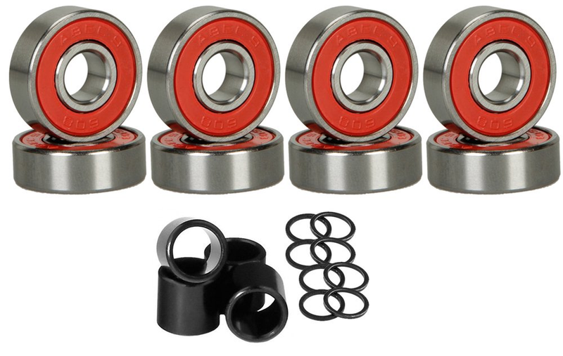 8 Skateboard Longboard Bearings PRECISION ABEC 9 RED SHIELD with Spacers Washers