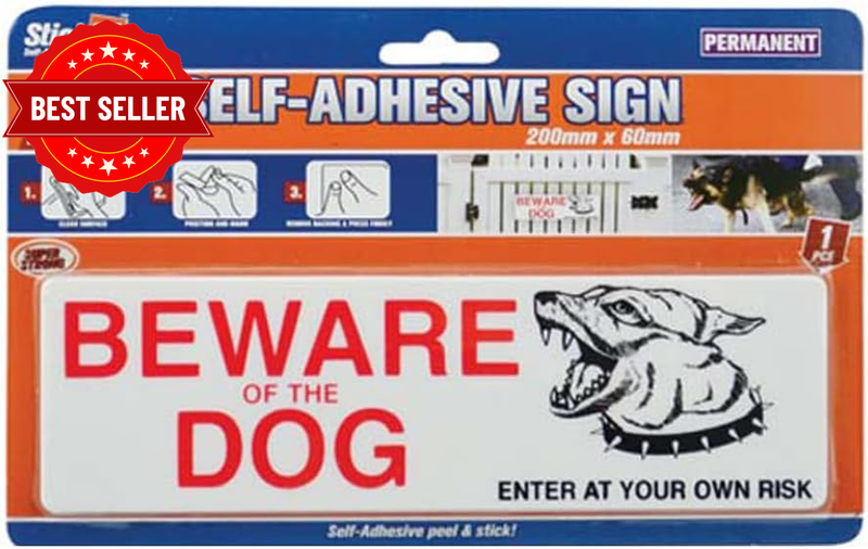 [2PCE]  Beware of the Dog Self-Adhesive Sign for Fence Yard Enter at Your Own Ri