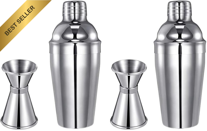 4-Piece Cocktail Shaker Set, Stainless Steel Martini Shaker with Strainer and Do