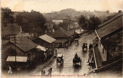 PC CPA Chineesche Kamp gedurende een regenbui BATAVIA INDONESIA (a7279)