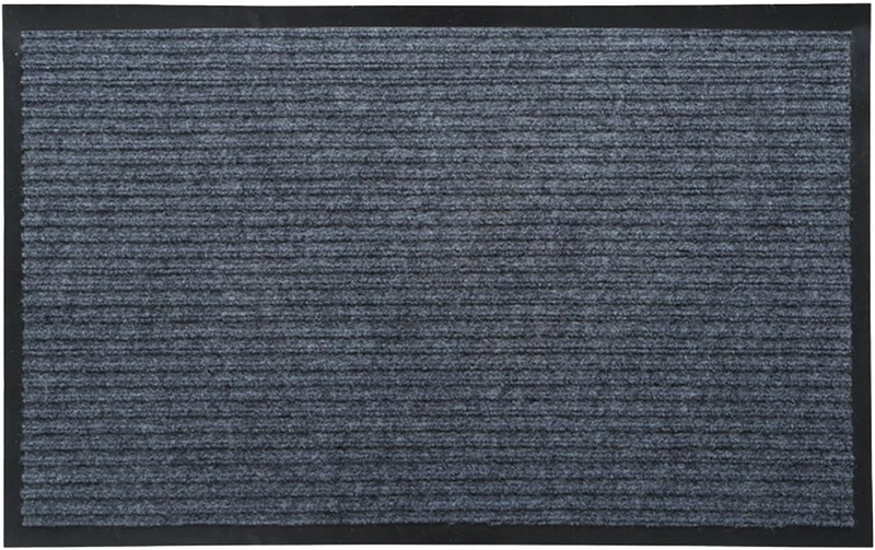 Striped Floor Mat 1 Piece Set, Indoor Outdoor Welcome Mats, Rubber Back Gray Dur