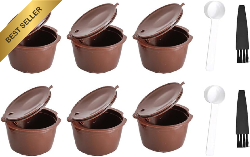 Reusable Coffee Capsules Rod, 6 Pcs Refillable Coffee Capsules Filter Cups Pods