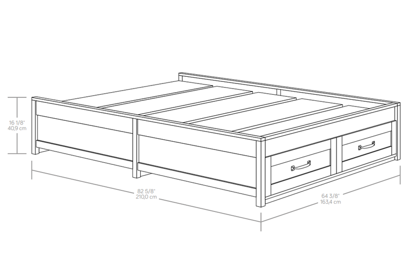 Rustic White Modern Farmhouse Queen Platform Bed Frame with Storage Drawers NEW