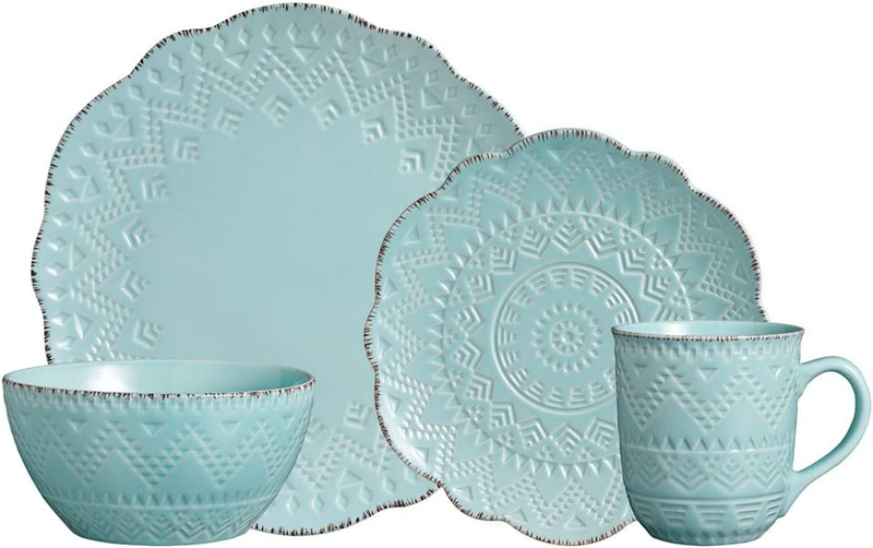 Pfaltzgraff Remembrance Dinnerware Set, 16 Piece, Green, Tea