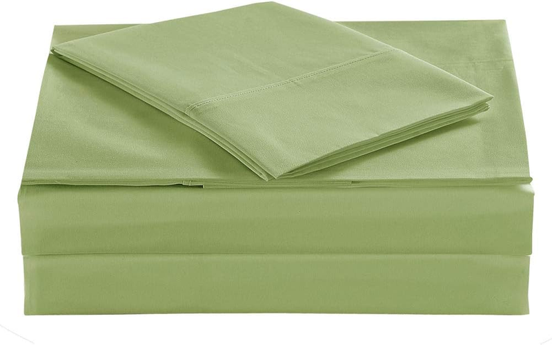Twin Percale Bed Sheets, 200 Thread Count Cotton Polyester Blend Sheet,Wrinkle Free,Breathable,Crisp Refreshing Feeling, 60 Cotton 40 Polyester Cotton Rich Sheets 3 Pc(Green Frond,Twin)