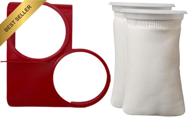 Nano Aquarium Filter Bags with Red Holder - Fine Mesh Fleece Socks for Bottom Fi