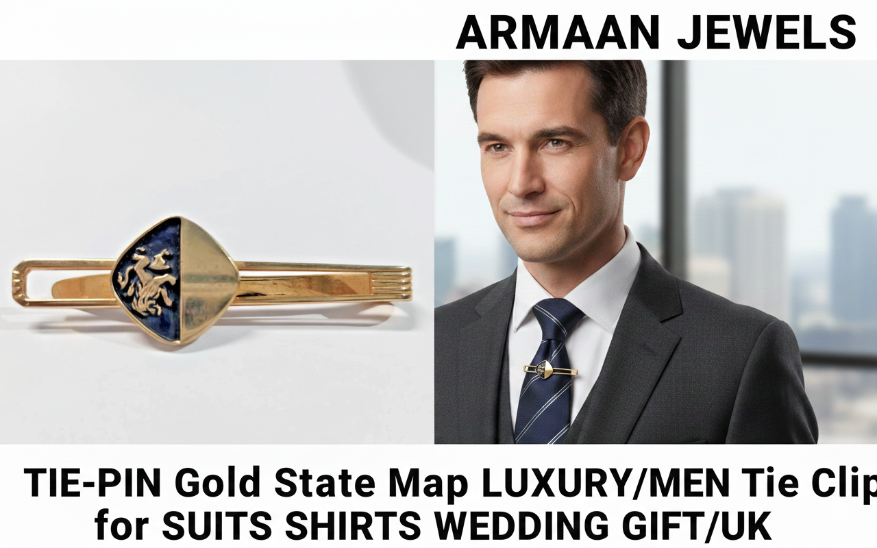 Tie-pin in GOLD Damascene/Money clip/Slide Men ACCESSARY GIFT/UK/S